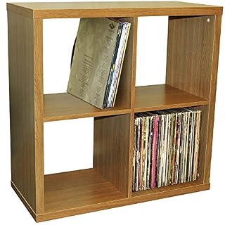 WATSONS CUBE - 4 Cubby Square Display Shelves / Vinyl LP Record Storage - Oak