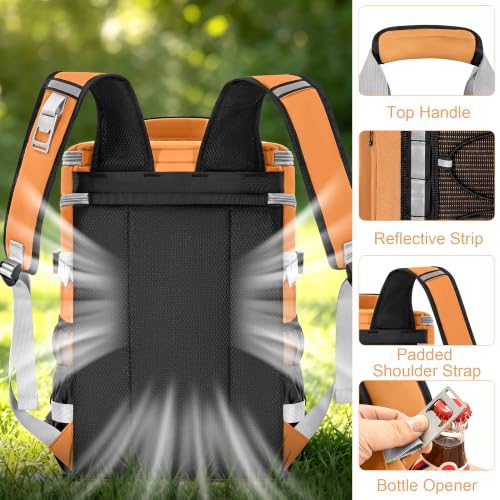 Image of Cooler Backpack Insulated Cooler Bag for Men & Women | 40 Cans Insulated Picnic Backpack with 2 Leak Proof Compartments for Picnic, BBQ Camping, Beach, Hiking, Orange