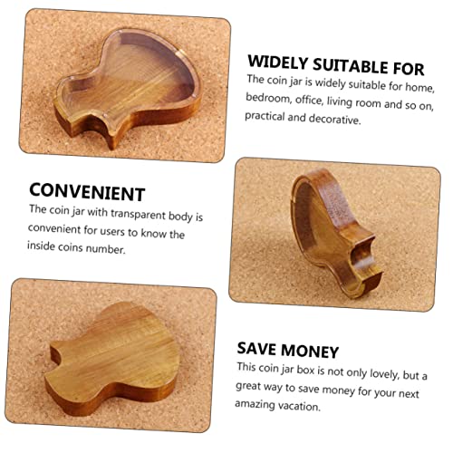 Hucha decorativa con forma de guitarra de madera natural miniatura 4