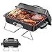 RESVIN Charcoal Grills, Portable Charcoal Grill with Lid Stainless Steel Barbecue Grill, Small Folding Tabletop Grill for Outdoor Cooking Camping Beach Traveling Picnic Backyard RESVIN Charcoal Grills, Portable Charcoal Grill with Lid Stainless Steel Barbecue Grill, Small Folding Tabletop Grill for Outdoor Cooking Camping Beach Traveling Picnic Backyard