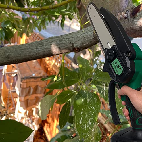 Mini-Kettensäge mit Akku, bürstenlose 2 in 1 6 und 4 Zoll mit Superleistung, elektrische Kettensäge zum Schneiden von Ästen (2 Batterien 2 Ketten) – Bild 7