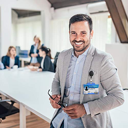 Vicloon ID-kaarthoezen, 2 stuks ID-kaarthouders met intrekbare sleutel jojo en sleutelkoord, van hard plastic, ID… - Image 6