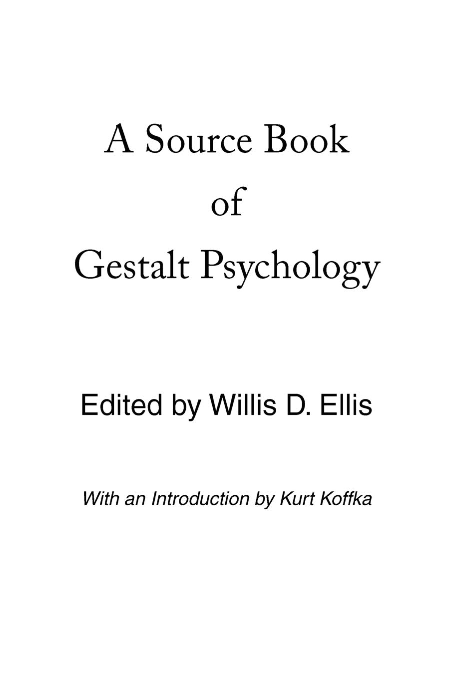 A Source Book of Gestalt Psychology