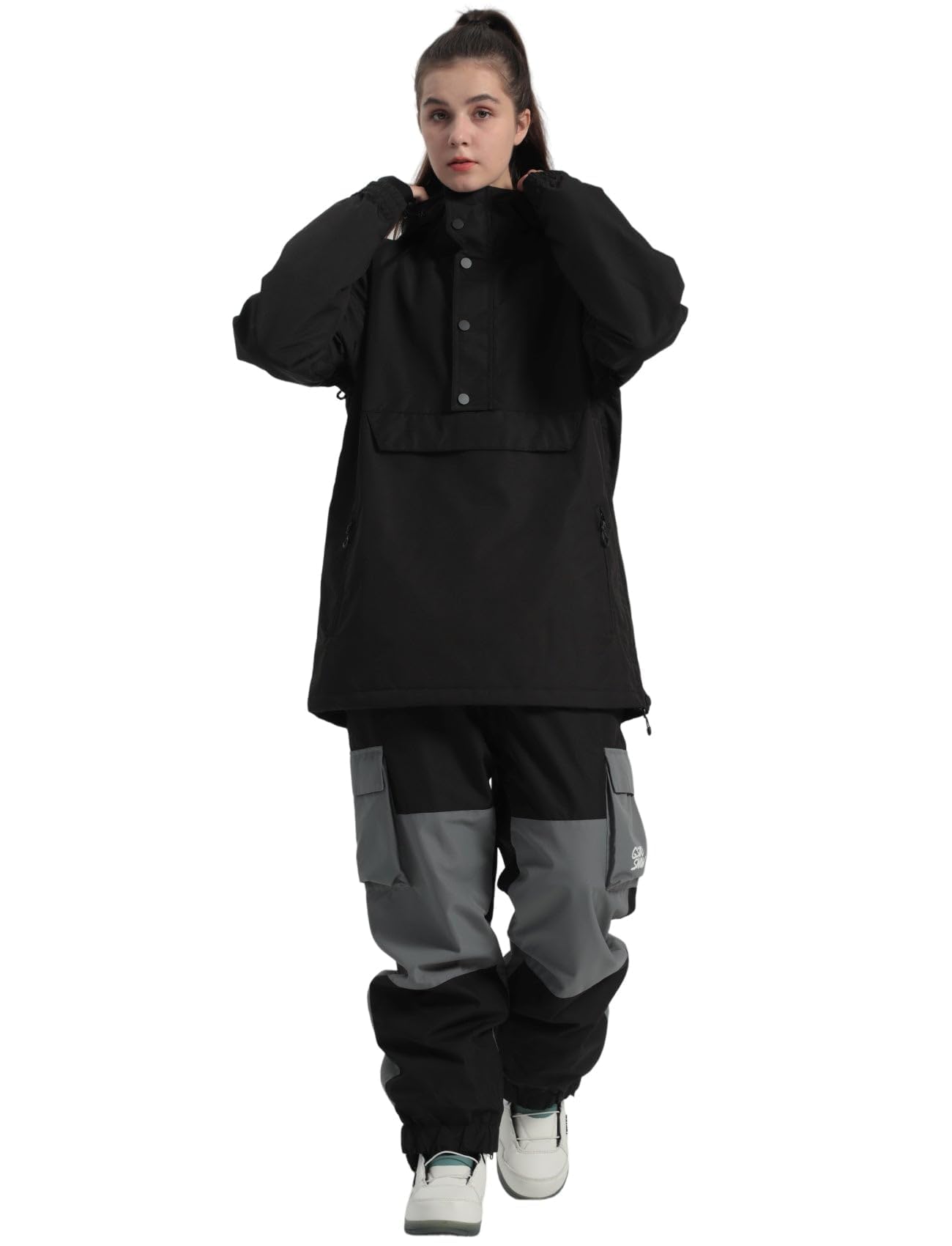 GSOU SNOW Damen Baggy Snowboardjacke, Wasserdichte Atmungsaktive Skijacke