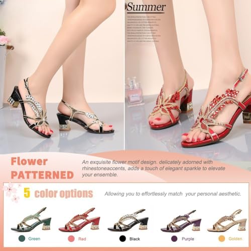Image of Women's Handmade Rhinestones Crystal Heel Evening Bridal Wedding Prom Sandals Heeled 6.5 cm