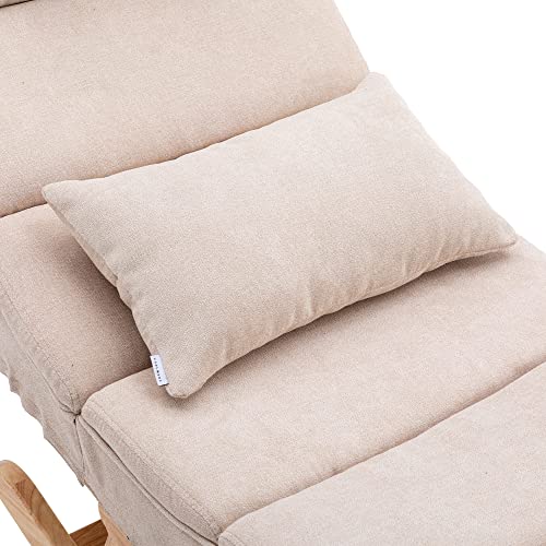 Royard Oaktree Rocking Chair Upholstered Glider Chair With Retractable Footrest Modern Indoor Recliner Chair With Pillow Comfy Fabric Lounge Lazy Chair For Nursery Living Room Bedroom,Beige #TOP4