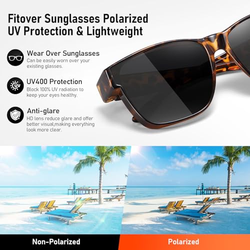 Image of GEGURI Polarized Sunglasses Fit Over Glasses for Men Women, Oversized Square Sun Glasses UV400 Protection Shades