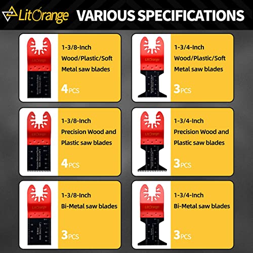 Litorange 20 Pcs Oscillating Saw Blades, Professional Wood/Metal/Plastic Universal Multitool, Quick Release Saw Blades Titanium Oscillating Multitool Blade for Wood, Metal and Hard Material 2 Litorange 20 Pcs Oscillating Saw Blades, Professional Wood/Metal/Plastic Universal Multitool, Quick Release Saw Blades Titanium Oscillating Multitool Blade for Wood, Metal and Hard Material - Image 2
