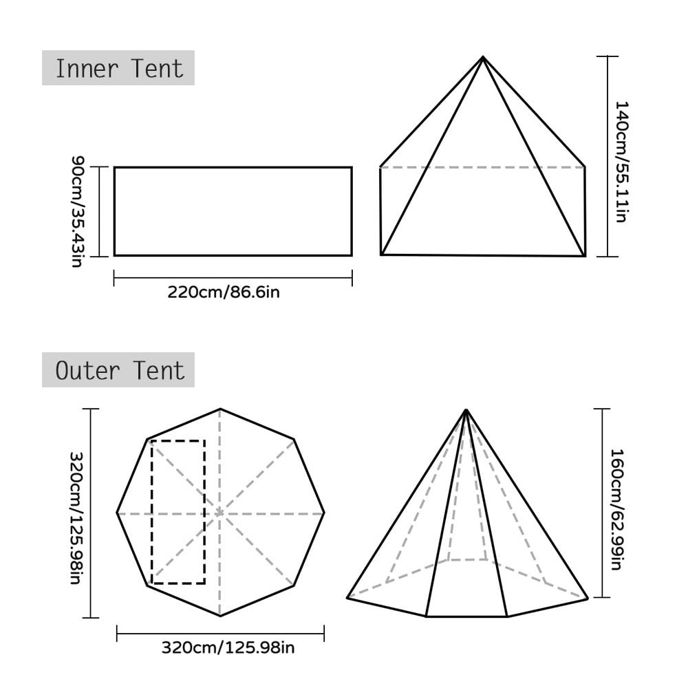 Tenda da Campeggio Teepee Tenda da Esterno a Piramide Calda per Persone Singole per Campeggio Escursionismo Perfetta per lo Zaino in Spalla con di Design La Nostra Compatta Ultraleggera
