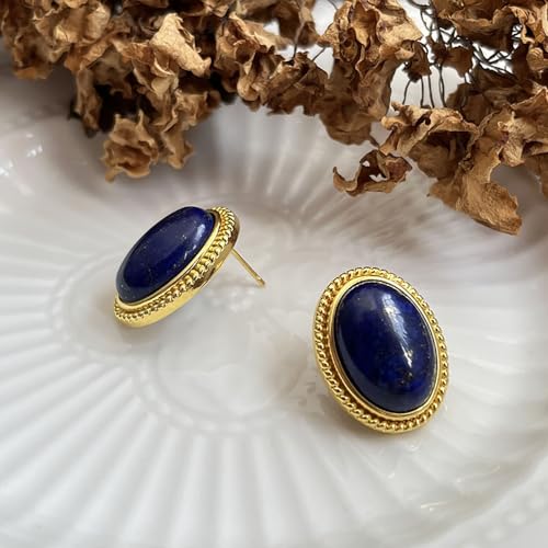 Boucles d'oreilles Lapis Lazuli ovales pour sublimer un teint terne - 4
