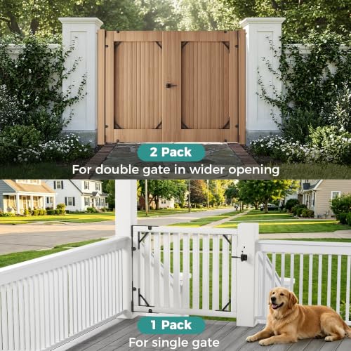 Image of Anti Sag Wooden Gate Hardware Kit, Corner Bracket Frame Brace for Wood Gate with Self-Lock Latch, Heavy Duty for Outdoor Deck Fence Porch Shed Driveway Yard Garden Outside Pool Farm, 2-Pack