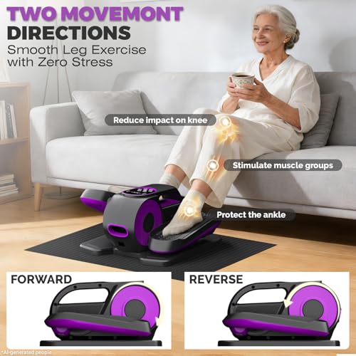 Image of Under Desk Elliptical Machine, 12 Speeds Leg Exerciser as Seen on TV with RF Remote Control for Seniors, Auto & HR Mode Quiet Portable Seated Pedal Exerciser for Home and Office