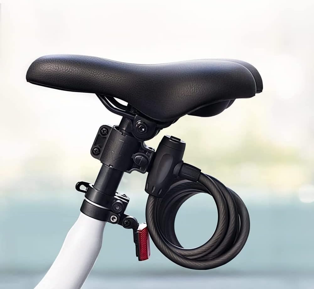 Folding Steel Cable Bike Lock,150cm Helmet Anti-Theft Motorcycle Mountain Bike Retractable Portable Ring Lock with 2 Keys Anti-Theft Lock