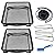 VAMIGO Twin Pack Ground Bird Feeders for Outside with Metal Stakes and Bird Feeder Tray Cleaning Brush - 7" x 7" - Platform Bird Feeder - Seed Dish Bird Feeder with Raised Edges - Hanging Crow Feeder