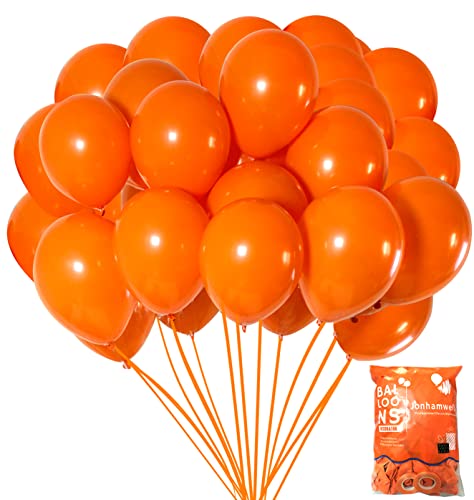 Image of Jonhamwelbor Orange Balloons 12 inch 100 Pack Orange Latex Balloons Helium for Halloween Autumn Party Decoration Balloon
