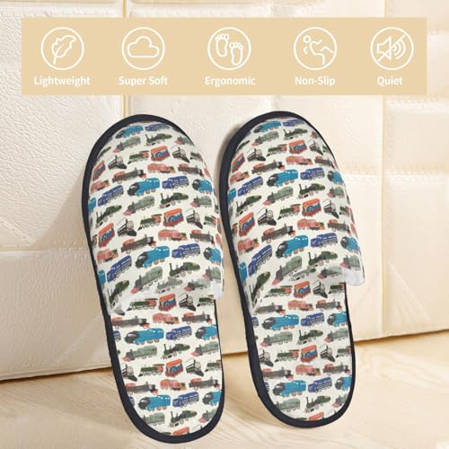 Train Print House Slippers For Women And Men,Soft Slippers With Memory Foam,Non-Slip Indoor Home Shoes2