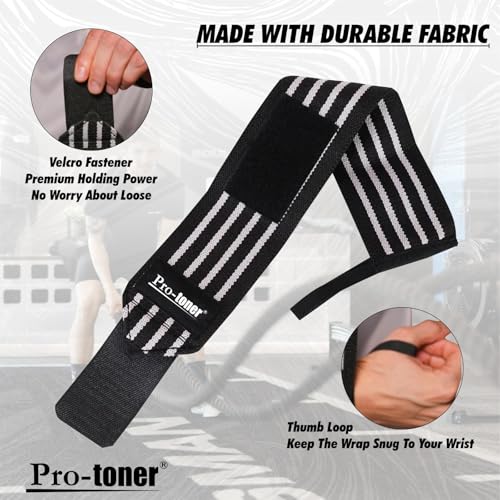 Image of Pro-toner Multipurpose Wrist Support Strap, Adjustable Weightlifting Wrist Wrap for Gym Training (Black grey)