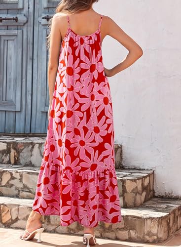 Image of Dokotoo Women Summer Dresses Scoop Neck Ruffle Flowy Boho Maxi Dress
