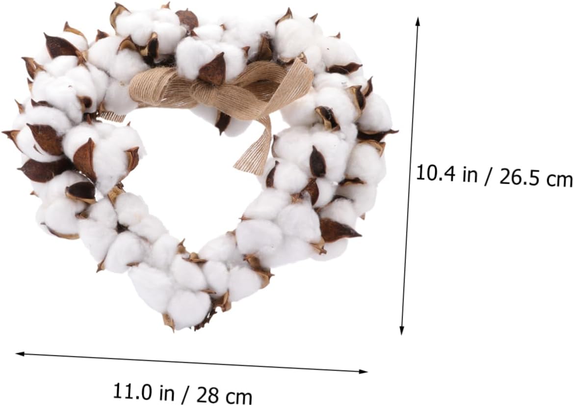 VOSAREA Home Decor Cotton Wreath Farmhouse Decor Rattan Garland Ornament Heart Rustic Wedding Wreath Front Door Fireplace Window Vintage Wedding Decor