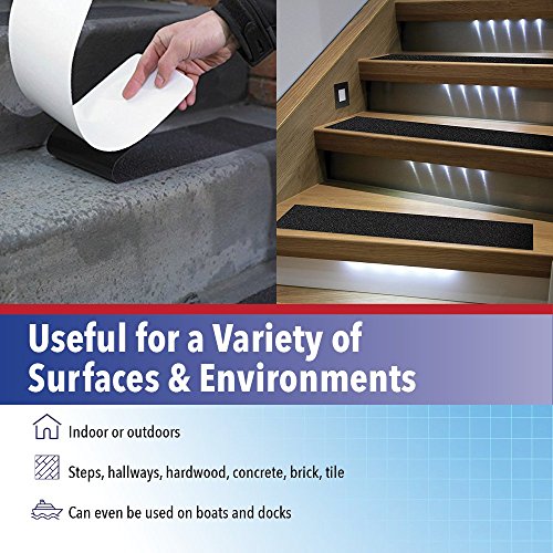 4 Pack Anti Slip Tape - 4-Inch X 15-Foot Grit Tape Black Grip Non Slip Weatherproof Indoor Outdoor Non Skid Safety Tread, Highest Adhesion For Stairs (4) #TOP4