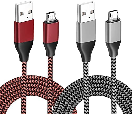 SISSFO 15FT Charger Charging for PS4 Controller Cable 2PCS Nylon Braided Micro USB 2.0 High Speed Data Sync Cord for Xbox One S/X, Playstation 4, PS4 Slim/Pro Controller Charger and Play Cord