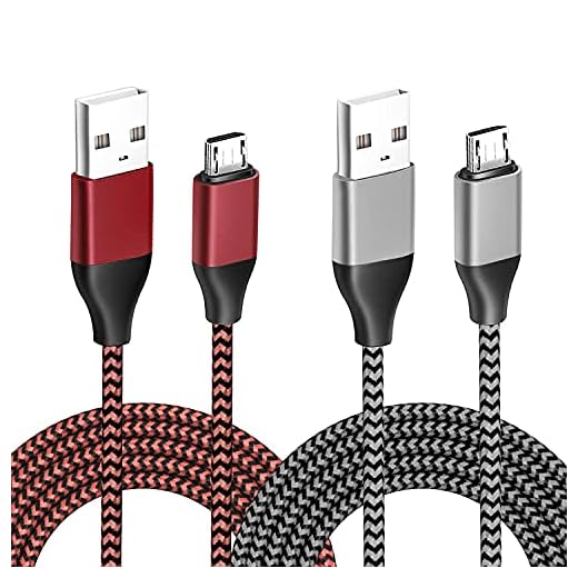 Cabo de carregamento para controlador PS4, 2 peças, cabo de nylon trançado, micro USB 2.0, cabo de sincronização de dados de alta velocidade para Xbox One S/X, PlayStation 4, PS4 Slim/Pro controlador carregador e cabo Play