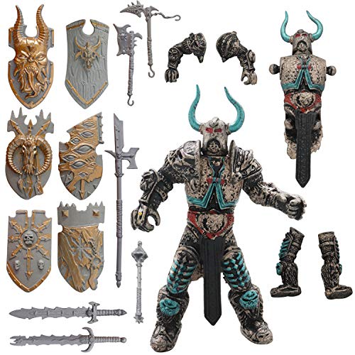 HAPTIME Knight Action Figure with Weapon Accessories/ Knight Figure Playset for Boys Girls Children Kids 3 4 5 6 7 8 9 Years Old, Great as Christmas,Birthday, Set of 6