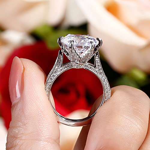 Jeulia Classic Round Cut Wedding Ring:Sterling Silver Diamond Eternity Band Engagement Anniversary Promise Bridal Set Christmas Jewelry Gift with Box 6