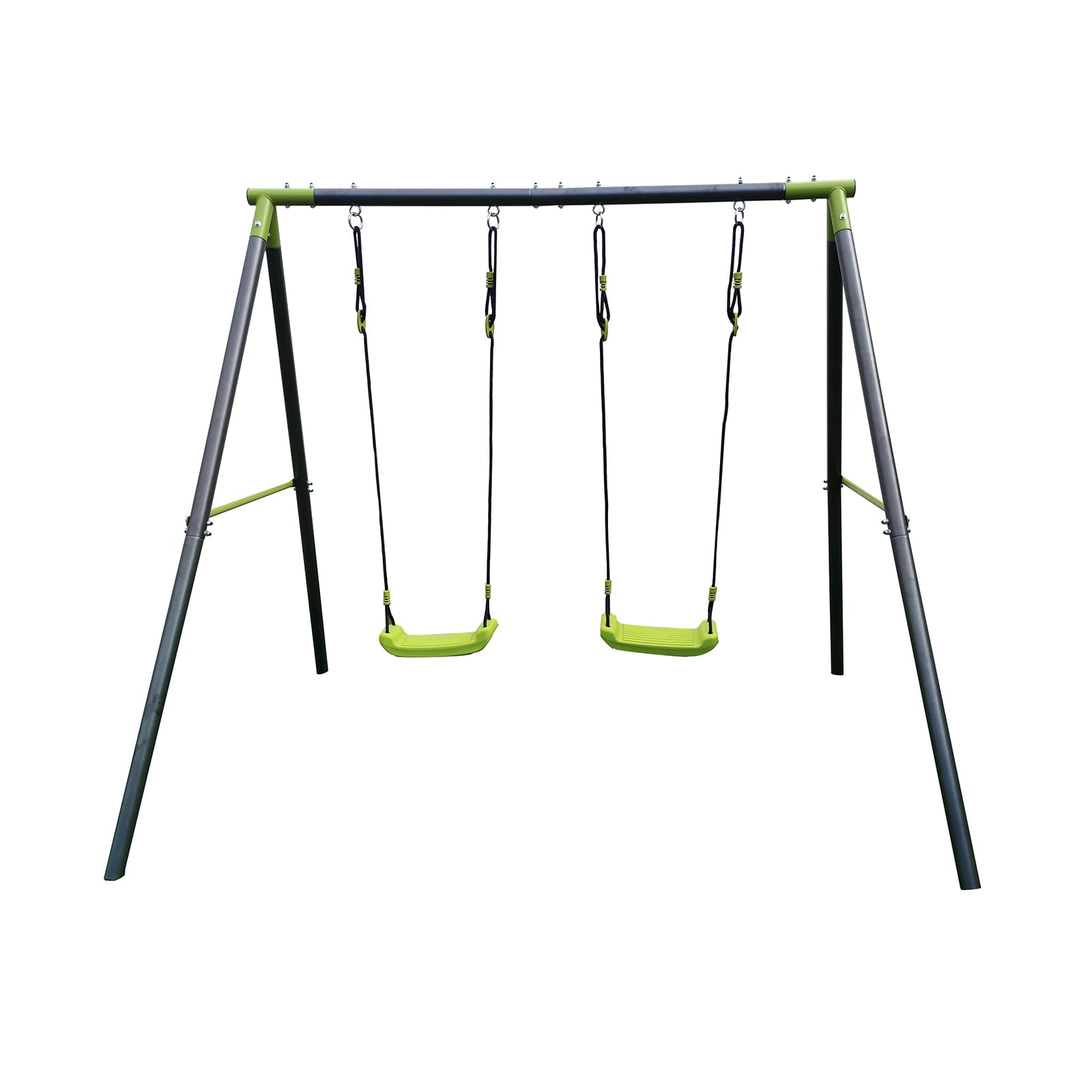 Schaukel Outdoor mit Gestell „Igel“ - Doppelschaukel Für Kinder - Schaukelgerüst für den Garten - Schaukelgestell Metall mit verstellbaren Seilen