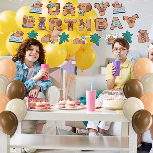 39 Packungen Capybara Geburtstag Deko, Süße Capybara Partydekoration, Perfekt Für Kindergeburtstage Und Capybara-Themenpartys, Capybara Set für Themenpartys und Fotohintergründe, Capybara Tortendeko
