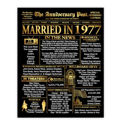 Affiche anniversaire de mariage 48 ans journal 1977 vintage