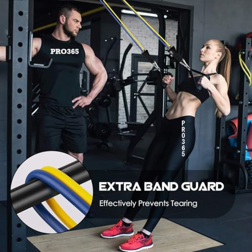 PRO365 11 in 1 Resistance Band Kit for Home Exercises, Stretching, Toning Tube Kit with Foam Handles, Door Anchor (Ankle Strap, Carrying Bag, Exercise Manual Included) 5 51af8GyvUIL