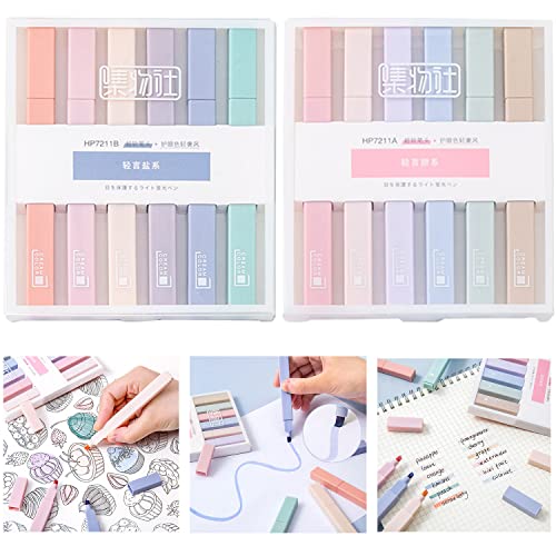 In Shine 12Pcs Textmarker Pastell Schulsachen Höhe 130 Mm, Highlighter Pen Marker Stifte Pastell Regenbogenfarben, Geeignet Für Bullet Journal Zubehör,Lehrer Geschenk,Büro Gadgets Cover