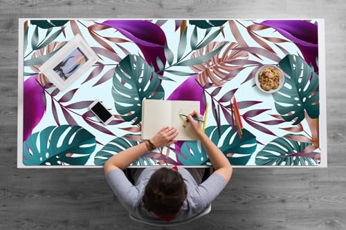 Tapis de jeu étendu de bureau feuilles tropicales grand format vinyle imperméable facile à nettoyer