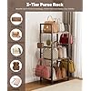 Hoobro 3 Tier Purse Organizer For Closet Multi Functional Purse Rack With 6 Hooks Floor Standing