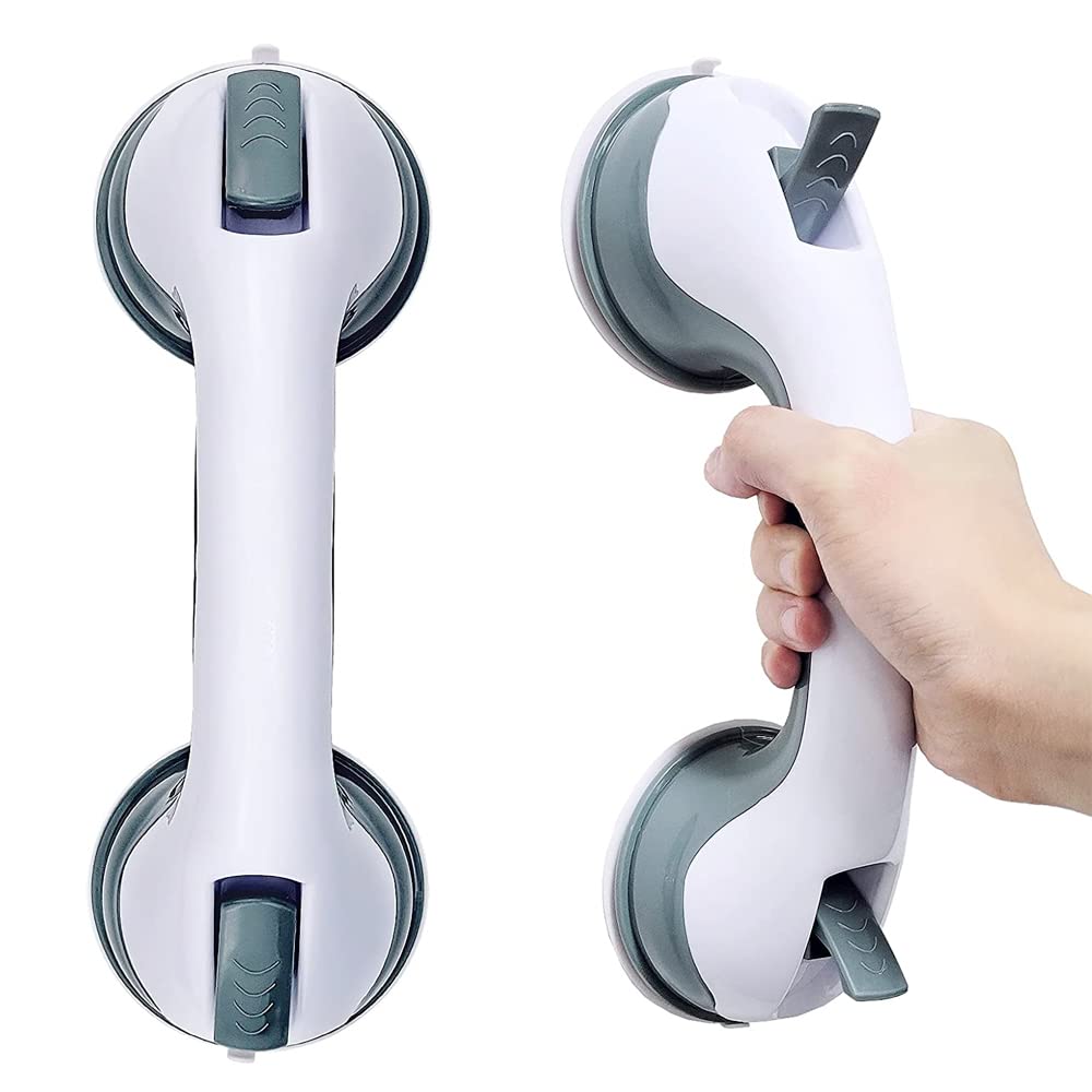 MEGICOT 2 Pcs Bathroom Grab Bar, Strong Suction Shower Anti-Slipping Handle Support Assist Handle Hand Rail Helping Tool for Safety Grab in Bathroom Tub Shower Toilet (Gray-Green)
