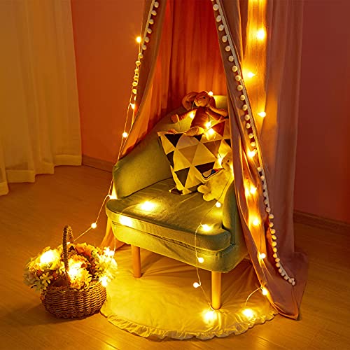 Loaol Kids Bed Canopy With Pom Pom Cotton Canopy For Crib Baby Girl Netting Cover Canopy Crib Curtain Reading Nook Hanging Tent Nursery Play Game Castle House Decoration (Pink Pompom) #TOP3