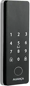Fechadura Digital Iris Plus sobrepor para Porta de Vidro Preto Fosco Aliança