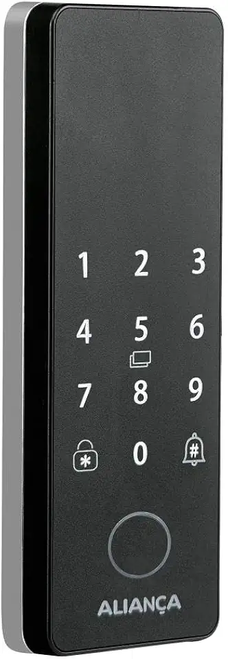 Fechadura Digital Iris Plus sobrepor para Porta de Vidro Preto Fosco Aliança