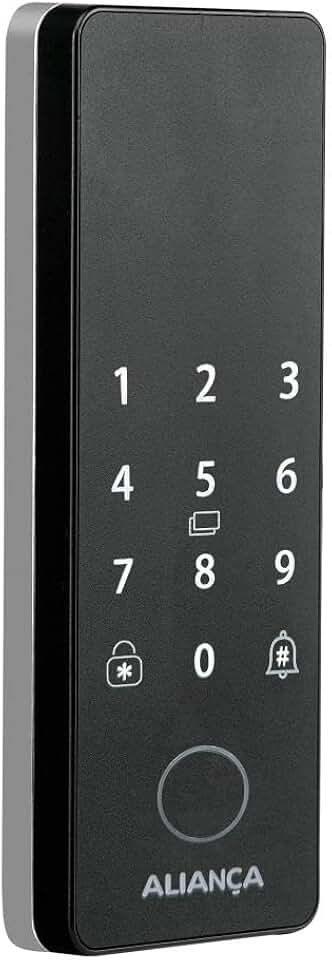 Fechadura Digital Iris Plus sobrepor para Porta de Vidro Preto Fosco Aliança