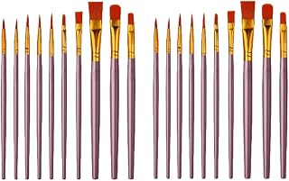 Rackii 20pcs Paint Brush Sets,Suitable for Fine Detailing on Canvases, Rocks,Models, and Nail Art with Acrylics,Oils, or Watercolors,Soft and Flexible Bristles