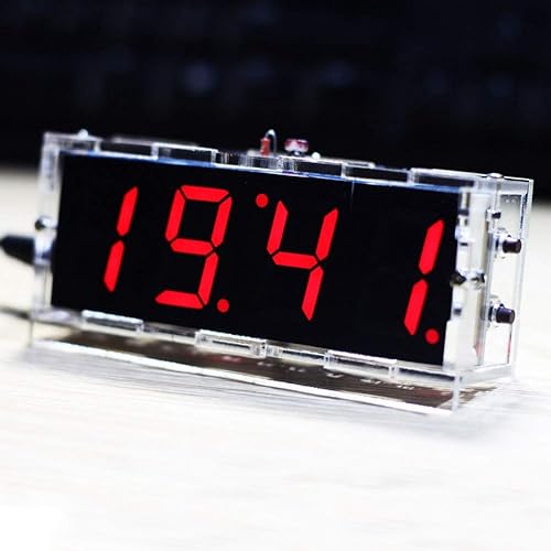 Miniatura 3 de Kit de reloj digital LED de 4 dígitos, reloj electrónico LED con visualización de horatemperaturafecha, control de luz, reloj digital simple para