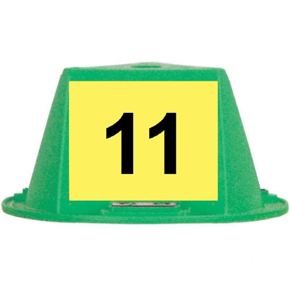 Magnetic Roof Toppers - Magnetic Car Top Hats - Set of 10 - With Numbering (Green - Numbered 11-20)