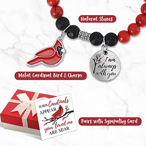 Cardinal Beaded Bracelet Memorial Gift Set with When Cardinals Appear Your Loved One Are Near Card Red Bird Charm Christmas Sympathy Jewelry Bereavement Meaningful Christmas Stocking Stuffer Present2