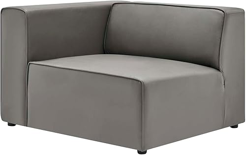 Miniatura 5 de Modway Sofá modular de 3 piezas de cuero vegano Mingle gris
