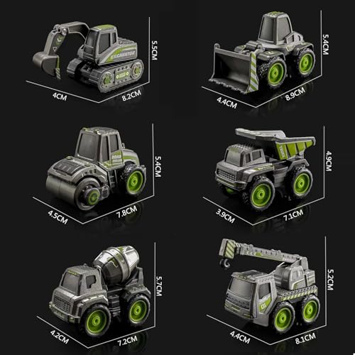 Image of DEUSON ECOM Excavator Toy Set of 6 Construction Toys Unbreakable Construction Vehicle for Children Kids Crane Excavator Road Roller Forklift Mixer Truck Toy Transporter Dumper