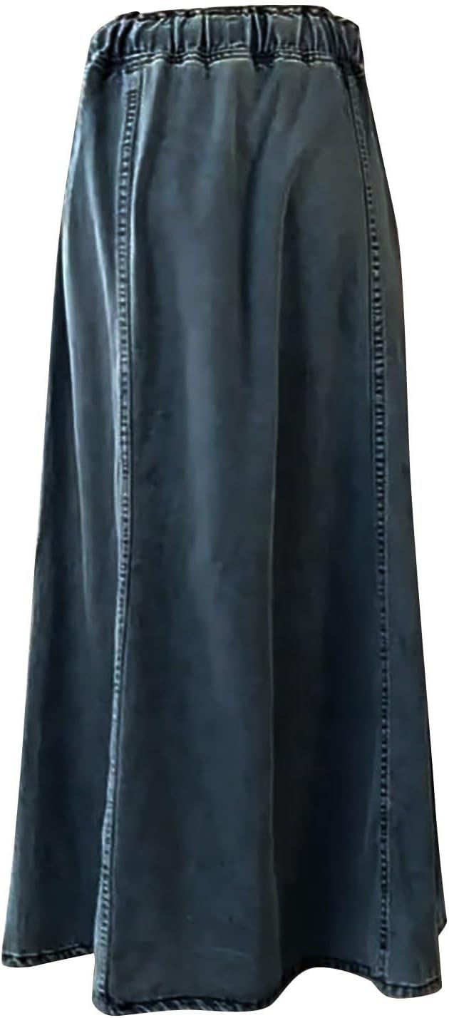 Women's Spring and Summer Casual Loose Solid Color A Line High Waist Skirt with Pocket T Shirt Casual Dresses for