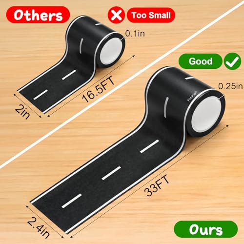 image for Piokio 2 Rolls of Black Road Track Tape, Race Cars Decorations for Kid
