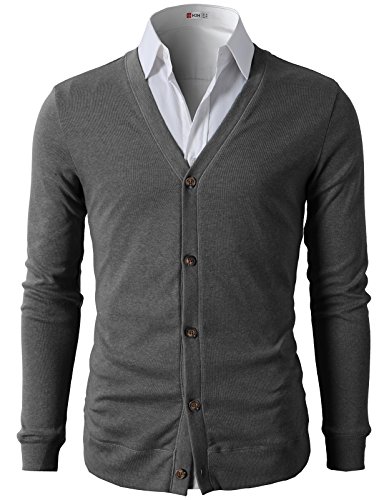 H2H Mens Casual Slim Fit Cardigans V-Neck Basic Designed Long Sleeve Button Down2
