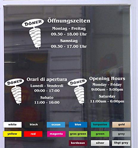 Don Cappello Öffnungszeiten Döner Schaufensterbeschriftung Aufkleber Werbung Laden Geschäft Rot